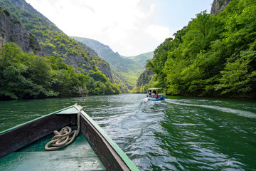 Macedonia Canyon Matka Boat Ride in the valley in Summer