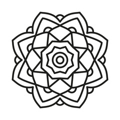 Simple Mandala Shape for Coloring. Vector Mandala. Floral. Flower. Oriental. Book Page. Outline.