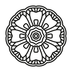 Simple Mandala Shape for Coloring. Vector Mandala. Floral. Flower. Oriental. Book Page. Outline.