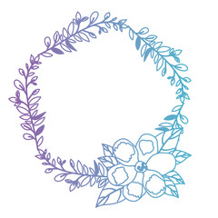 Fototapeta na wymiar beautiful flower and leafs circular frame vector illustration design