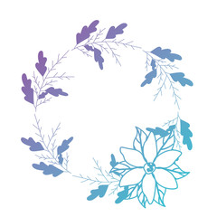 beautiful flower and leafs circular frame vector illustration design