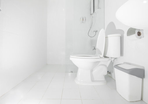 Clean white bathroom, interior Modern style