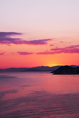 Fototapeta na wymiar Romantic sunset over the sea in Croatia