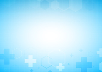 The Blue abstract background health medical hexagonal crosses