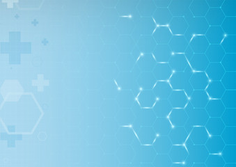 The Blue abstract background light hexagonal medical crosses