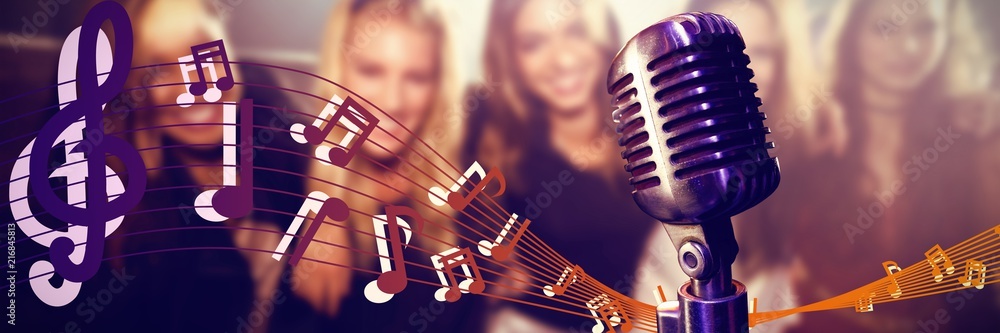 Poster composite image of close-up of microphone