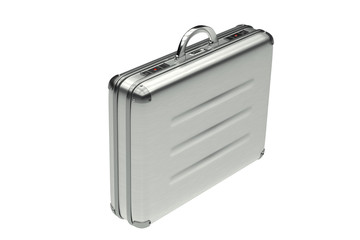 High resolution metallic suitcase 3d illustration isolated