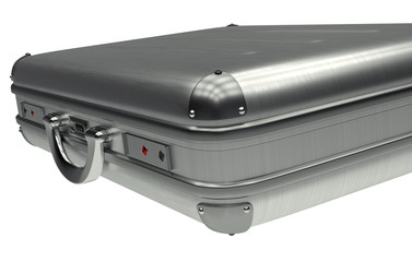 High resolution metallic suitcase 3d illustration isolated