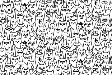 Cat Faces Vector Seamless Pattern And Background