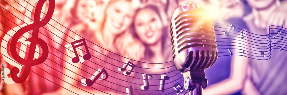 Poster composite image of close-up of microphone