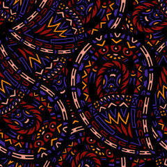 Seamless pattern of beautiful paisley cucumbers African, Turkish, Indian, Persian.