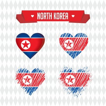 North Korea with love. Design vector broken heart with flag inside.