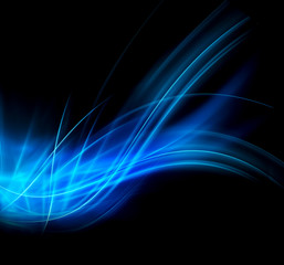 Abstract blue background, abstract lines twisting into beautiful bends