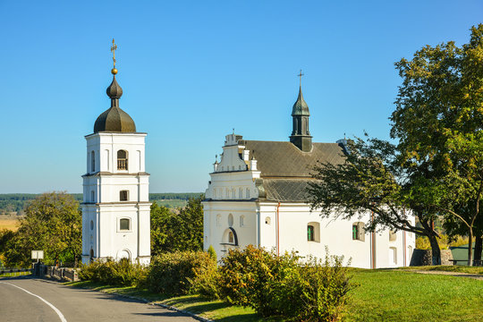Illinska  church and bell tower, Eastern orthodox temple. Historical Place Zamchyshche Bohdana Khmelnytskoho, Subotiv, Cherkaska oblast, Ukraine.