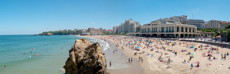View of Biarritz beach by the Atlantic ocean, France