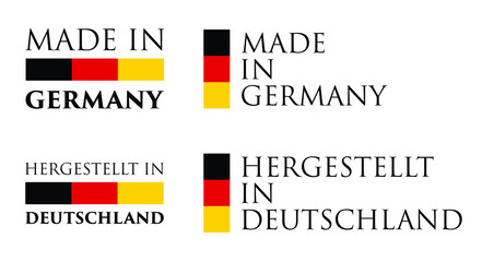 Simple Made in  Germany / (german translation) label. Text with national colors arranged horizontal and vertical.