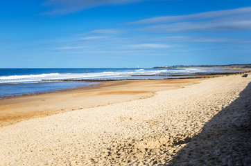 Sandy Beach on a Clear Spring Day.  Blyth, Northumberland, England.