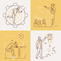 Business concepts - set of line design style illustrations