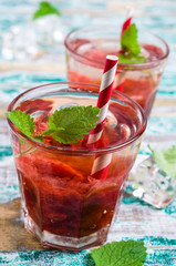 Drink with strawberry syrup