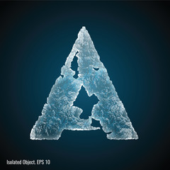 Ice Font / isolated ice shaped letter A vector illustration