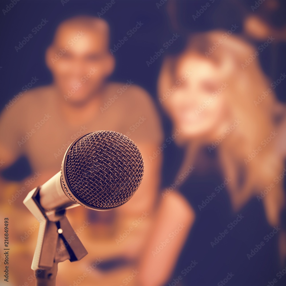 Poster composite image of microphone with stand