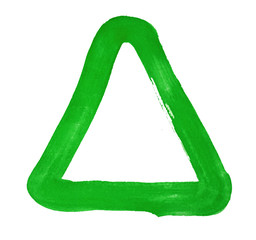 Triangle -  green watercolor painted by hand with a rough brush. Vintage pattern for design and decoration.