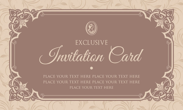 Template for invitation card design in vintage style