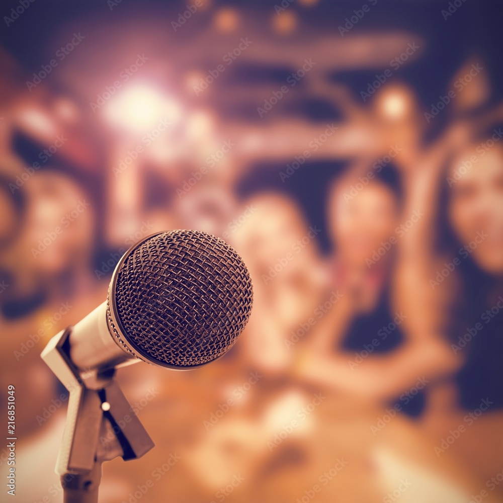 Poster composite image of microphone with stand
