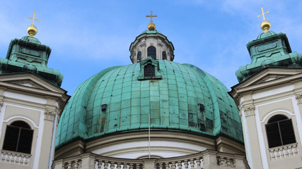 Dome Of Historic Oldest Church In Vienna Austria. St.Peter's Church 
