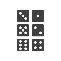 Icons of the six sides of the game dice. Vector illustration on white background