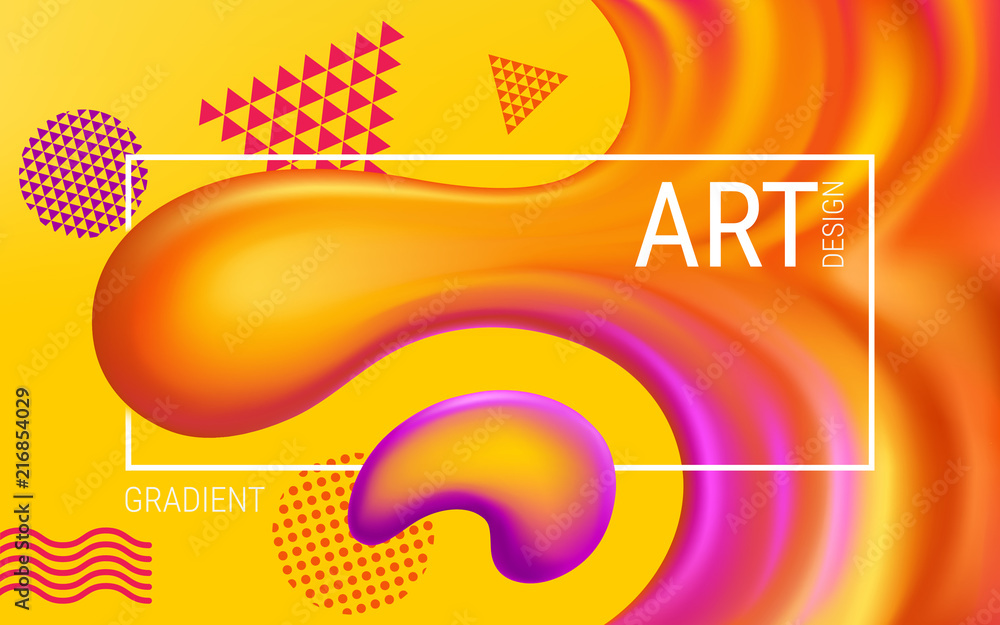 Poster abstract horizontal vector image. diffuse dynamic spots of paint on a yellow background. the effect 