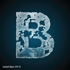 Ice Font / isolated ice shaped letter B vector illustration