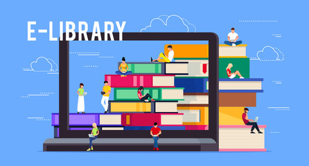 Concept of electronic library online.