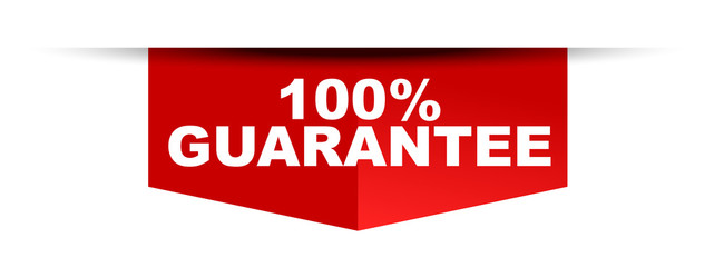 red vector banner 100% guarantee