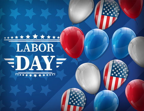 Waving American flag with typography Labor Day, September 7th, United state of America, American Labor day design. Beautiful USA flag Composition. Labor Day poster design.