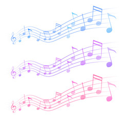 Set of colorful notes waves