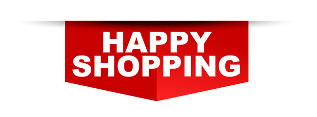 red vector banner happy shopping