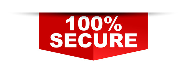 red vector banner 100% secure