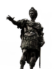 Black and white isolated statue of the great roman imperator Juluis Caeser leader of the big empire - obrazy, fototapety, plakaty