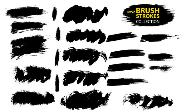 Painted grunge stripes set. Black labels, background, paint texture. Brush strokes vector.
