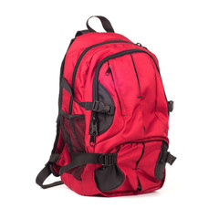 Backpack isolated on white background. Children's school satchel, colored briefcase for teens