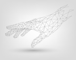 Polygonal mesh human hand, technology