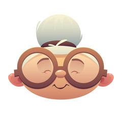 cute grandmother cartoon character with glasses smiles