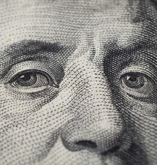 Franklin eyes on one hundred dollar bill