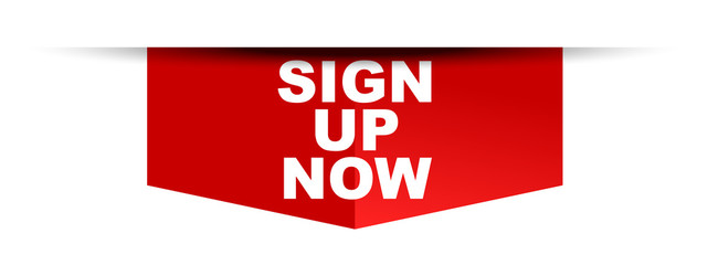 red vector banner sign up now