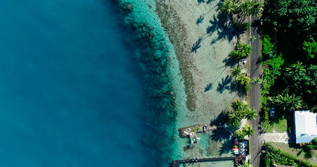 Fototapeta na wymiar lagoon in aerial view, french polynesia