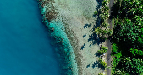 lagoon in aerial view, french polynesia