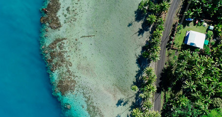 lagoon in aerial view, french polynesia