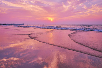 Purple sunset on the beach, Chaung Tha, Myanmar