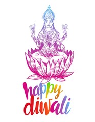 Goddess Lakshmi. Diwali. Hand drawn vector